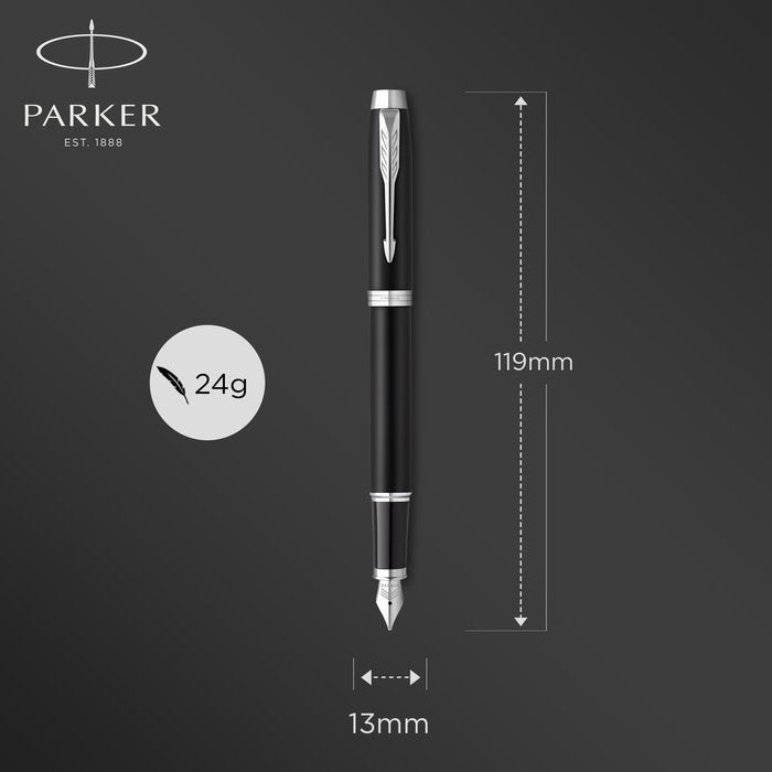 Pluma Parker IM Essential F negro detalles cromados