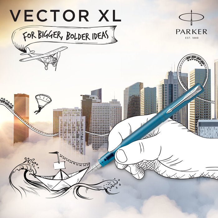 Pluma Parker Vector XL M Azul Teal Metálico