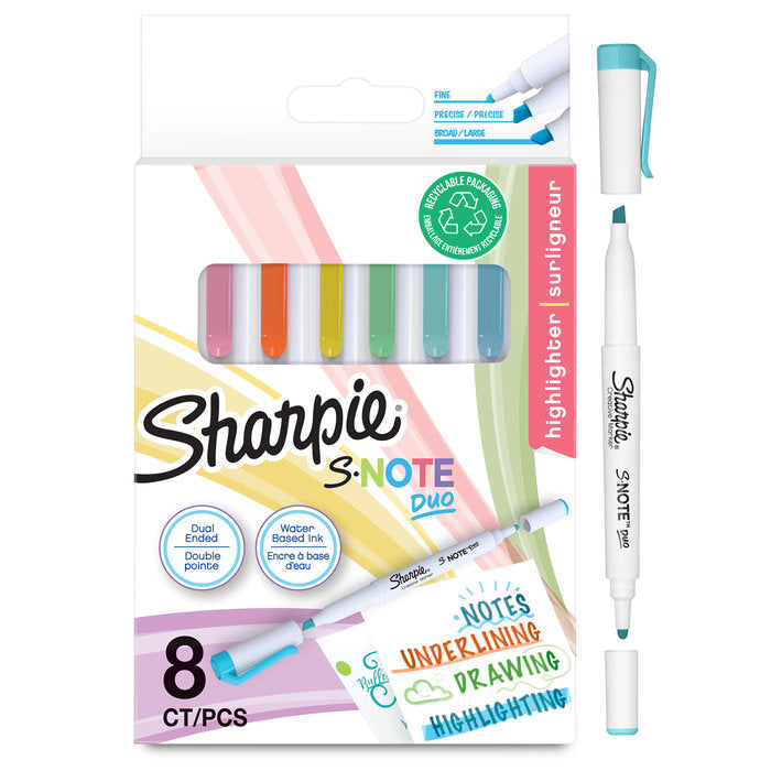 Rotulador Sharpie S-note Duo Pastel 8 Colores Imagen principal del producto