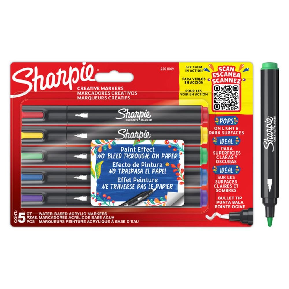 Rotulador Sharpie Acrilico Punta Redonda 5 Colores | Sharpie | Pack 1 Unidades