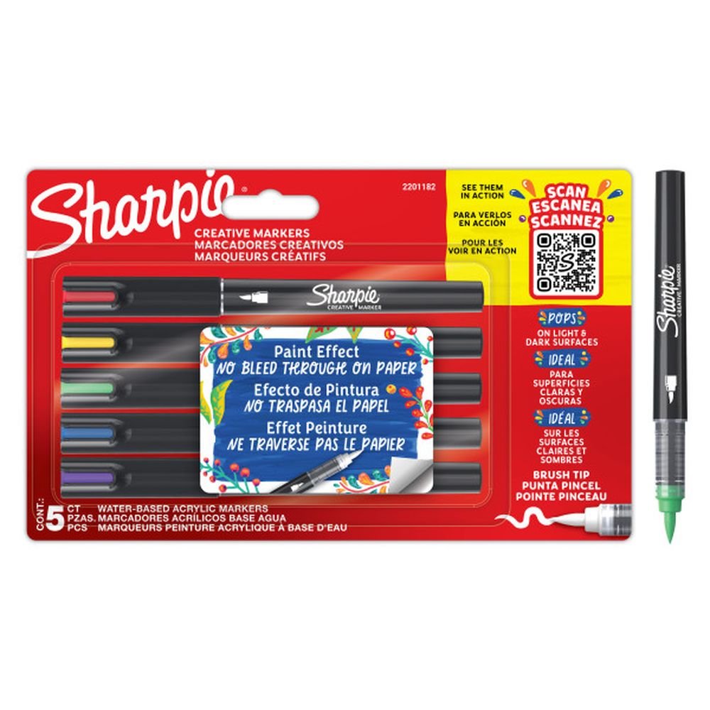 Rotulador Sharpie Acrilico Punta Pincel 5 Colores | Sharpie | Pack 1 Unidades Imagen principal del producto