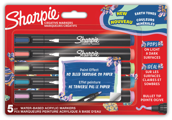 Rotulador Sharpie Acrilico Blister 5 Punta Redonda Tierra