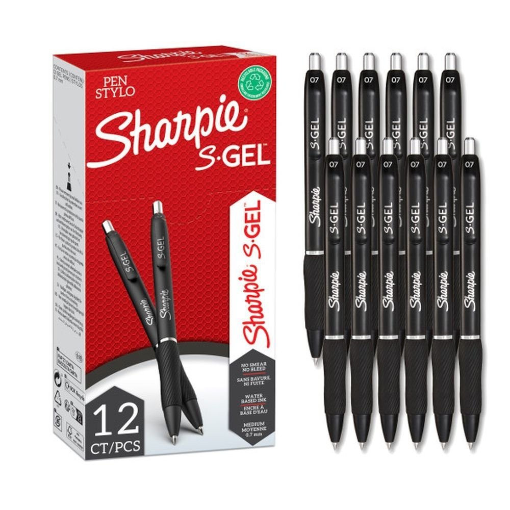 Bolígrafo Sharpie S-Gel 0,7 mm negro pack 12 unidades