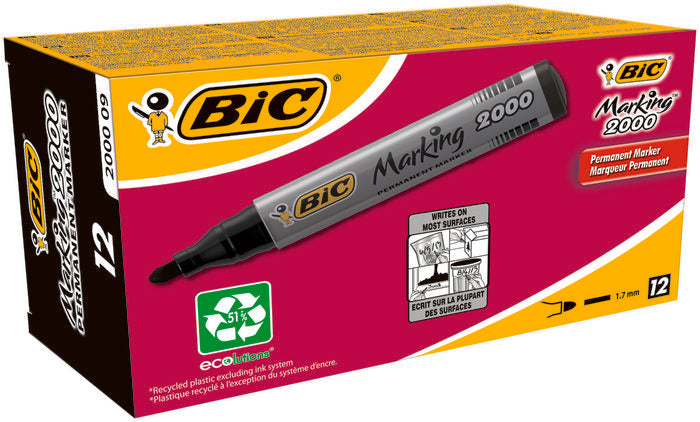 Rotulador Bic 2000 Permanente Conico Negro Ecolutions | Bic | Pack 12 Unidades Imagen principal del producto