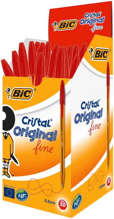 BOLIGRAFO BIC CRISTAL FINE ROJO NARANJA TRANSPARENTE | 50 UNIDADES | (BIC) Imagen principal del producto