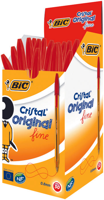 BOLIGRAFO BIC CRISTAL FINE ROJO NARANJA TRANSPARENTE | 50 UNIDADES | (BIC)