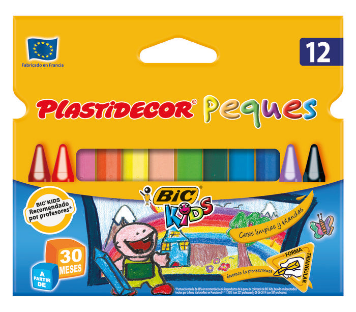 ✅ CERA PLASTIDECOR TRIANGULAR GRUESAS  PEQUES CAJA 12 COLORES SURTIDOS