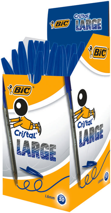✅ BOLIGRAFO BIC CRISTAL LARGE 1.6 AZUL - CAJA DE 50 UNIDADES Imagen principal del producto