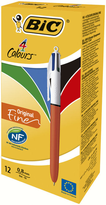 BOLIGRAFO BIC 4 COLORES FINE | 12 UNIDADES | (BIC)