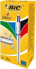 BOLIGRAFO BIC 4 COLORES SHINE SILVER | 12 UNIDADES | (BIC)