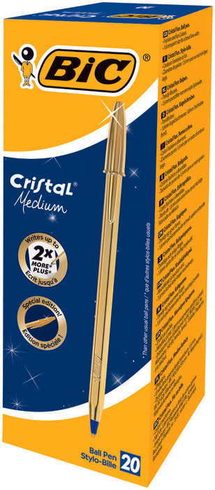BOLIGRAFO BIC CRISTAL ORO ( TINTA AZUL) | 20 UNIDADES | (BIC)