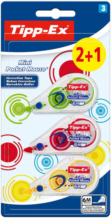 CORRECTOR BIC MINI POCKET MOUSE FASHION BLIST 2+1 UD 926396 | 1 UNIDADES | (VELLEDA)