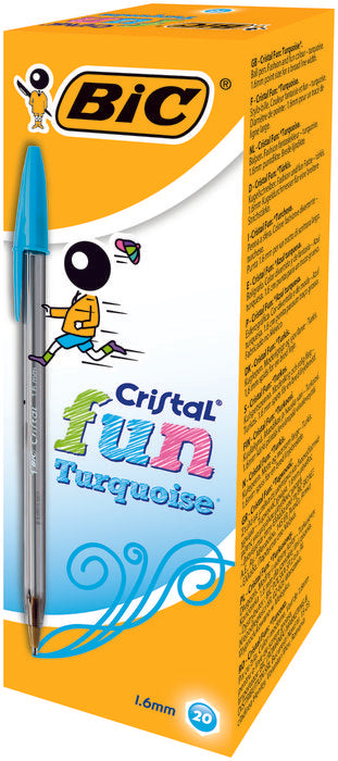 BOLIGRAFO BIC CRISTAL FUN LARGE TURQUESA | 20 UNIDADES | (BIC)