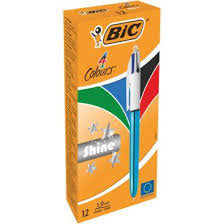 BOLIGRAFO BIC 4C SHINE AZUL | 12 UNIDADES | (BIC)