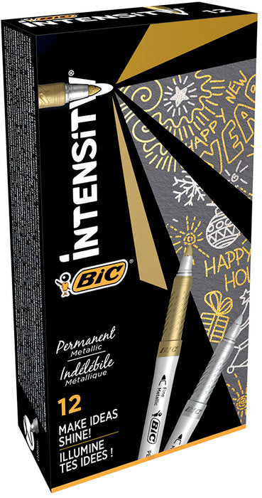 Marcador Bic Intensity Permanente Oro Y Plata | Bic | Pack 12 Unidades