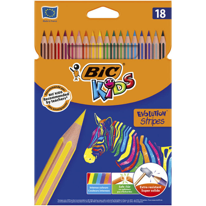 LAPIZ EVOLUTION STRIPES 18 COLORES | 1 UNIDADES | (BIC)