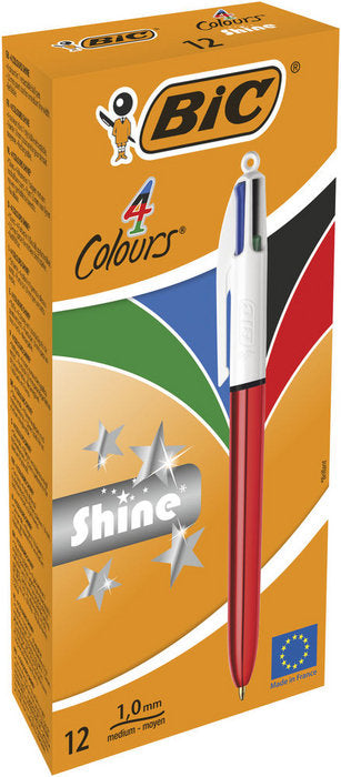 Boligrafo Bic 4C Shine Rojo