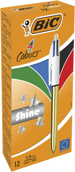 BOLIGRAFO BIC 4C SHINE DORADO | 12 UNIDADES | (BIC)
