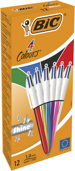 BOLIGRAFO BIC 4C SHINE COLORES SURTIDOS | 12 UNIDADES | (BIC)