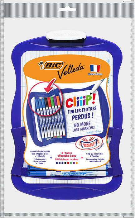 PIZARRA BIC VELLEDA CLIP 21X31 + 8 ROTULADORES PIZARRA | 1 UNIDADES | (VELLEDA)