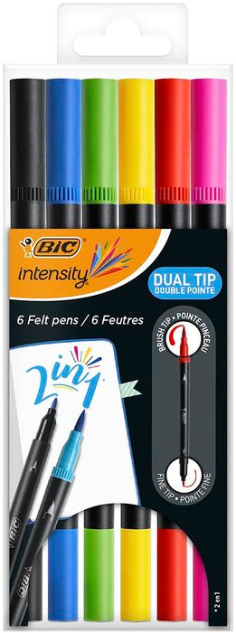 Rotulador Bic Intensity Doble Punta Pincel 6 Colores Surtid | Bic | Pack 1 Unidades Imagen principal del producto