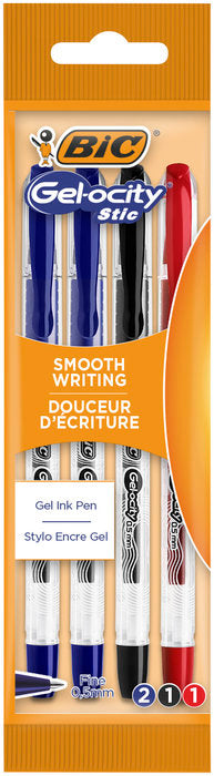 BOLIGRAFO BIC GELOCITY STIC BLISTER 4 UDS AZUL/ROJO/NEGRO | 1 UNIDADES | (BIC) Imagen principal del producto