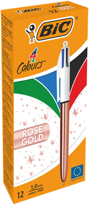 BOLIGRAFO BIC 4 COLORES ROSE GOLD | 12 UNIDADES | (BIC)