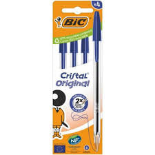 Bolígrafo Bic Cristal Medio Blister 4 Uds Azul
