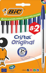 BOLIGRAFO BIC CRISTAL MEDIO CJA 8+2 UDS SURTIDOS | 1 UNIDADES | (BIC)