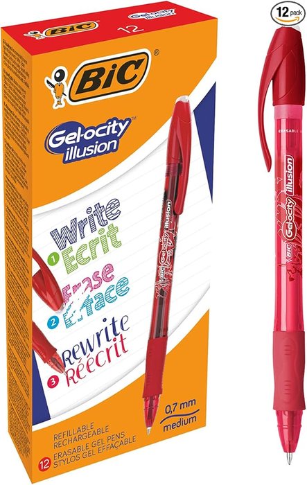 BOLIGRAFO BIC ILLUSION GEL ROJO | 12 UNIDADES | (BIC)