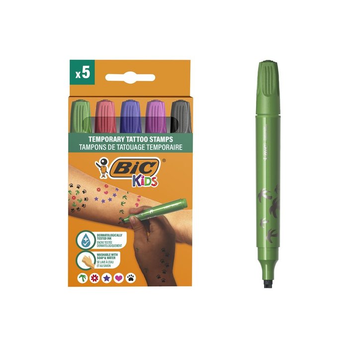 Rotulador Bic Kids Tattoo Sellos 5 Colores Surtidos | Bic | Pack 1 Unidades Imagen principal del producto