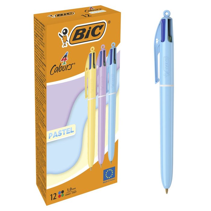 BOLIGRAFO BIC 4 COLORES PASTEL | 12 UNIDADES | (BIC)
