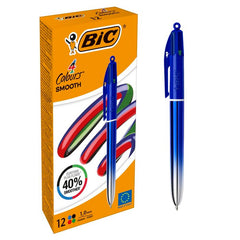 BOLIGRAFO BIC 4 COLORES SMOOTH AZUL | 12 UNIDADES | (BIC)
