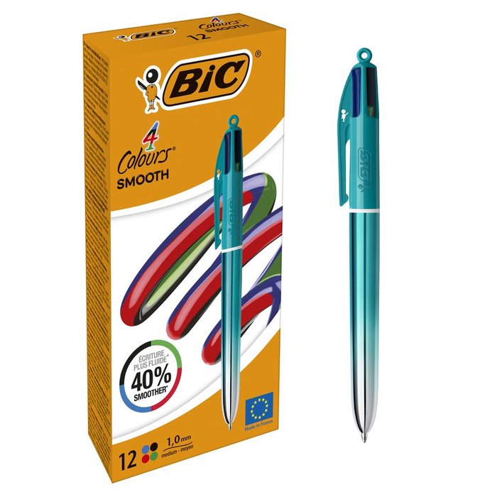 BOLIGRAFO BIC 4 COLORES SMOOTH VERDE | 12 UNIDADES | (BIC) Imagen principal del producto