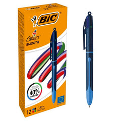 BOLIGRAFO BIC 4 COLORES SMOOTH AZUL | 12 UNIDADES | (BIC)