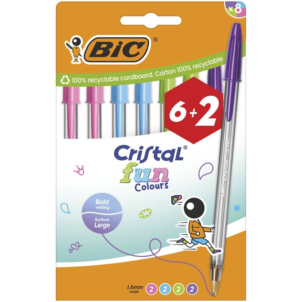 BOLIGRAFO BIC CRISTAL LARGE FUN 8 UNIDADES SURTIDAS | 1 UNIDADES | (BIC) Imagen principal del producto