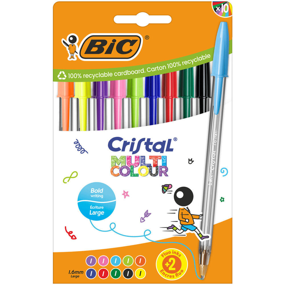 BLISTER 10 BOLIGRAFO BIC CRISTAL LARGE FUN COLORES SURTIDOS | 1 UNIDADES | (BIC) Imagen principal del producto