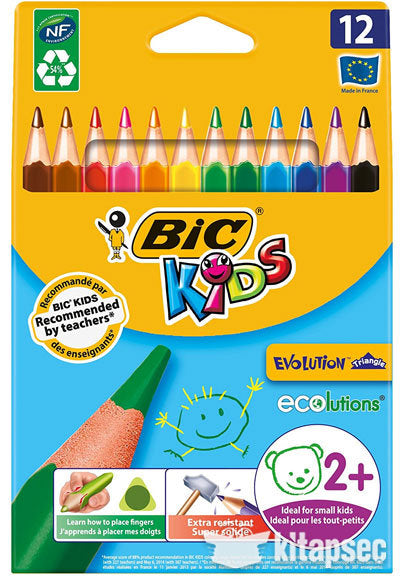 Lápiz Bic Kids Evolution Triangular 12 Colores Surtidos Marca Bic