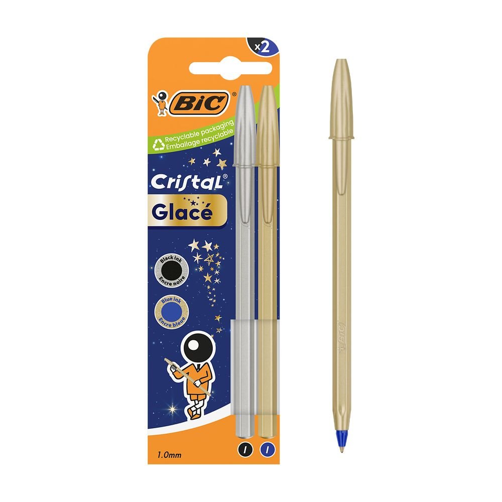 Blister 2 Bolígrafos Bic Cristal Glace Oro Plata Marca Bic