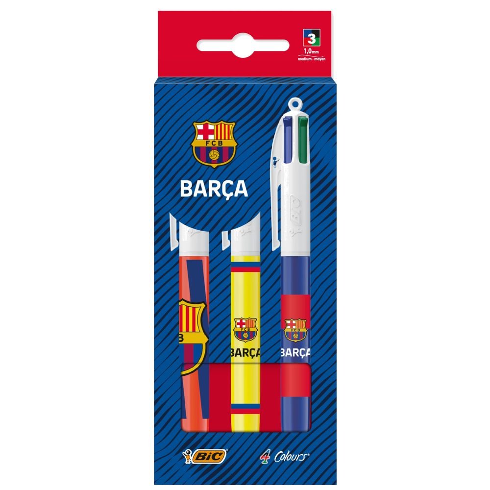 Blister 3 Bolígrafos Bic 4 Colores F C Barcelona Marca Bic