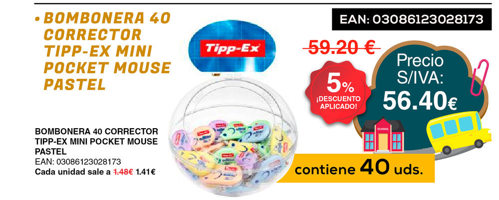 Bombonera 40 Corrector Tipp-ex Mini Pocket Mouse Pastel Marca Sin Especificar Imagen principal del producto