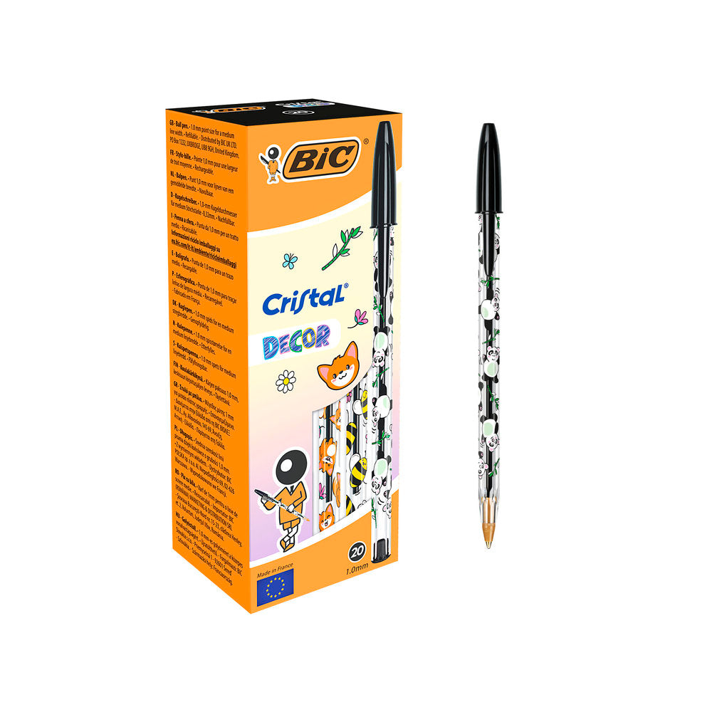 Bolígrafo Bic Cristal Decor Negro Marca Bic Pack 12 Imagen principal del producto