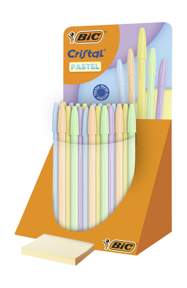 Expositor 40 Bolígrafos Bic Cristal Pastel Colores Surtidos
