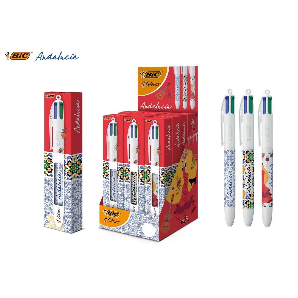 Expositor 15 bolígrafos BIC 4 colores Andalucía