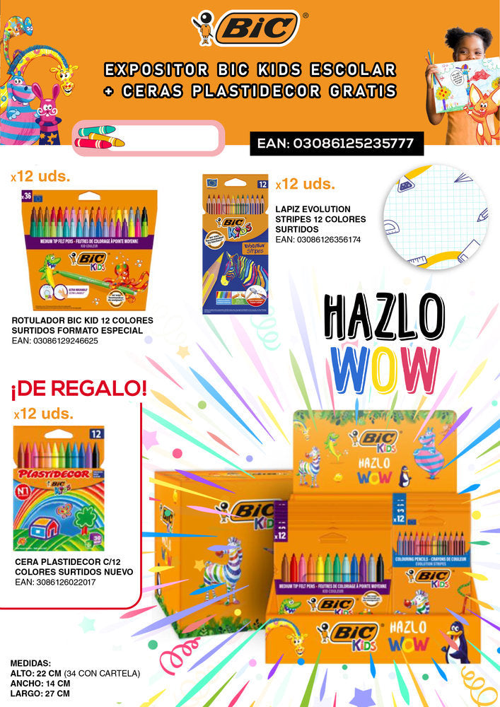 EXPOSITOR BIC KIDS ESCOLAR + CERAS PLASTIDECOR | 1 UNIDADES | (BIC) Imagen principal del producto