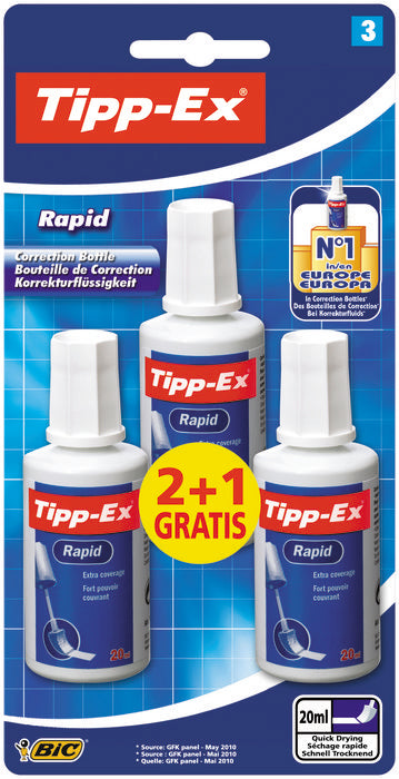 CORRECTOR BIC TIPP EX RAPID BLISTER 2+1 UNIDADES 8871671 | 1 UNIDADES | (VELLEDA) Imagen principal del producto