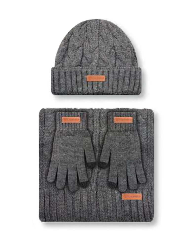 Conjunto 3 piezas hombre trenzado gris Caramelo