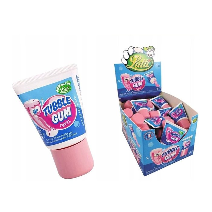 Expositor 18 Chicles Lutti Tubble Gum Tutti 35 g