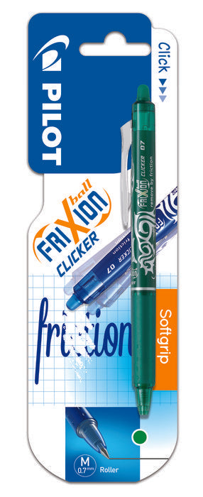 Bolígrafo Pilot Frixion Clicker Verde blister 1 unidad