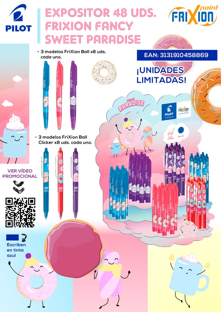 Expositor 48 Uds Frixion Fancy Sweet Paradise Pilot